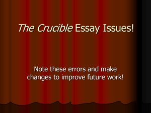 The Crucible Essay Issues!