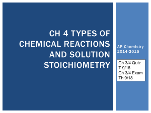 Ch 4 Types of Chemical Reactions and Solution Stoichiometry