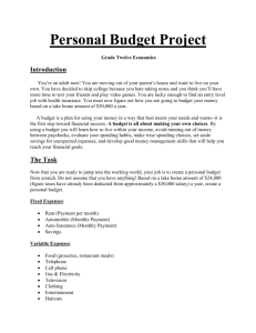Personal Budget Packet
