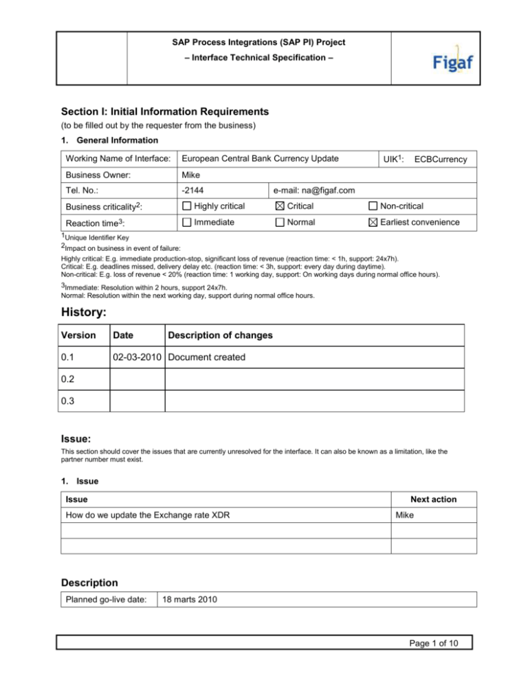 Functional Specification Template Sap