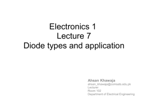 Electronics 1 Lecture 7 Diode types and application - BCS-2C