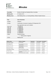 1 October 2013  - Health and Disability Ethics