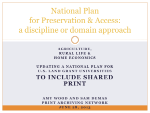 National Plan for Preservation & Access: a discipline or domain