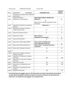 Chemistry 100 LABORATORY SCHEDULE Summer 2014