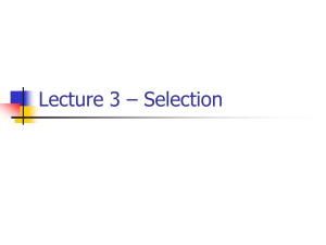 Lecture 3 – Selection