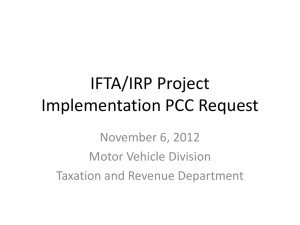 IFTA/IRP Project Implementation PCC Request