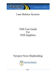 Lane Balance Systems User Guide for Suppliers