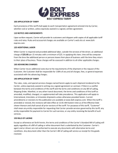 View Bolt Express Tariff