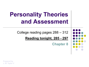 Griggs Chapter 8: Personality Theories and Assessment