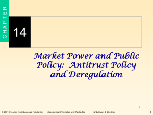 Market Power and Public Policy: Antitrust Policy and Deregulation