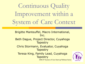 Continuous Quality Improvement in Systems of Care