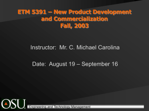 ETM 5391 – New Product Development and Commercialization