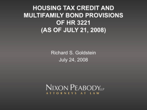 HOUSING TAX CREDIT PROVISIONS OF HR 3221 (AS OF JULY 17