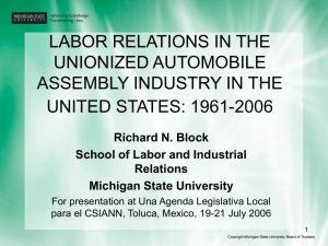 labor relations in the unionized automobile assembly industry in the