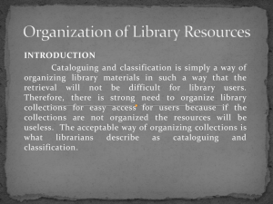 Organization of Library Resources