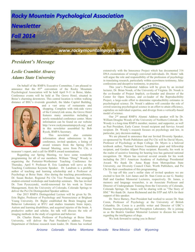 Fall 2014 Rocky Mountain Psychological Association
