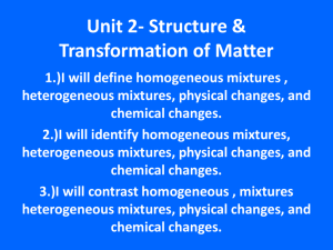 Unit 2- Structure + Transformation of Matter