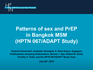 Patterns of sex and PrEP in Bangkok MSM (HPTN 067/ADAPT Study)