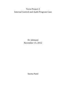 Term Project 2 Internal Control and Audit Program Case Dr