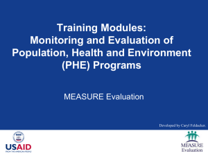 Training Modules: Monitoring and Evaluation of Population, Health