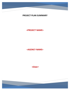 Project Plan Summary Template