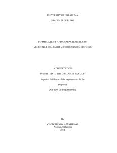 FORMULATIONS AND CHARACTERISTICS OF VEGETABLE OIL