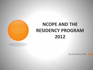 NCOPE and the residency program 2012
