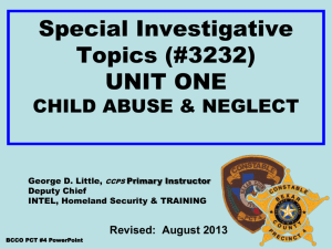 Special Investigative Topics TCLEOSE # 3232 UNIT ONE Child