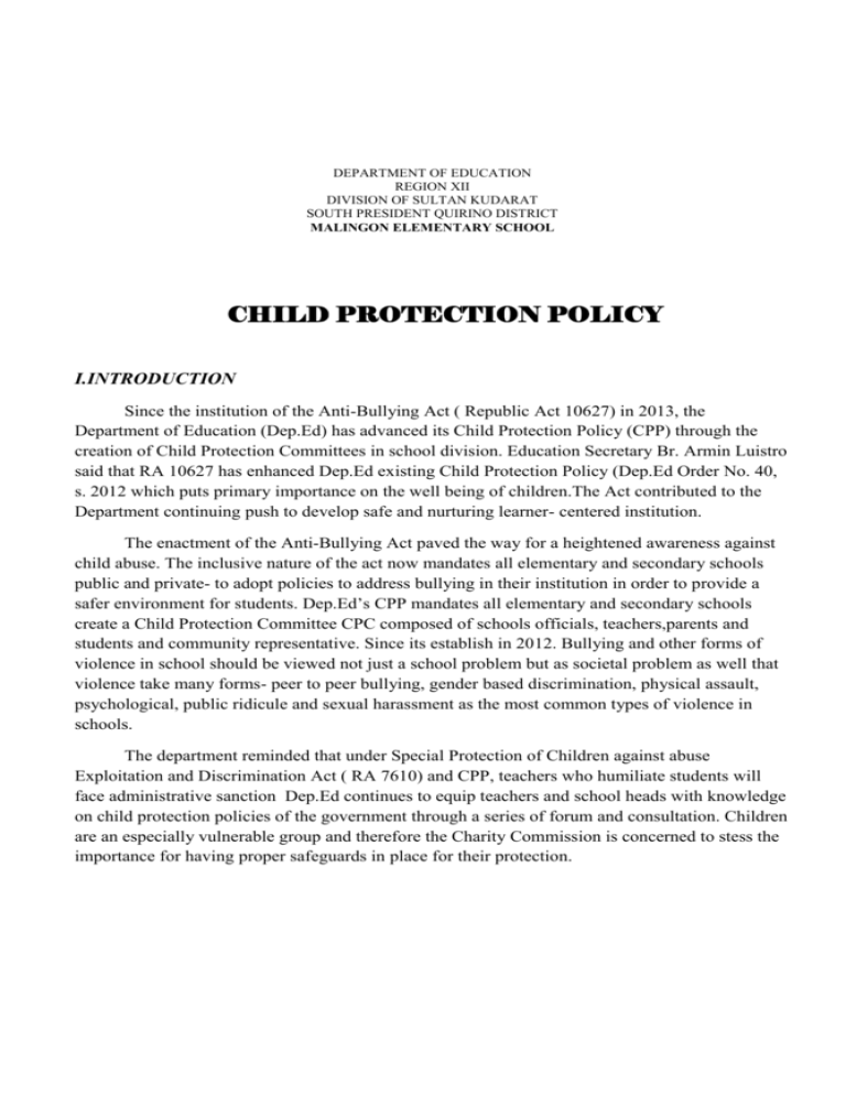 essay about child protection policy