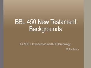BBL 450_I_ Intro and NT Chronology