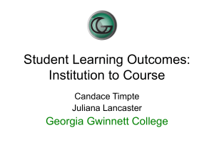 Student Learning Outcomes: Institution to Course