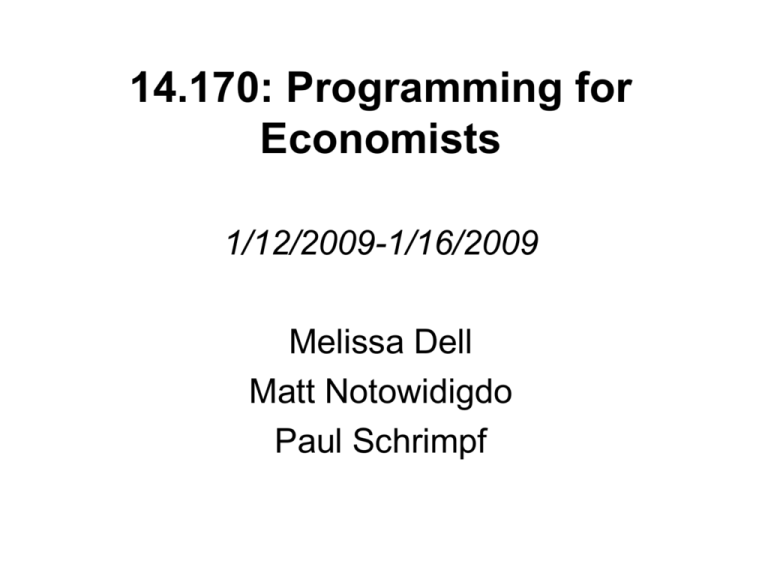 14 170 Programming For Economists