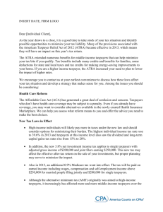 Individual Tax Client Letter - 2013 Tax Year