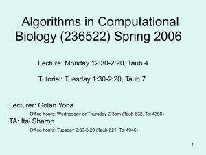 Algorithms in Computational Biology (236522) Spring 2006