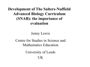 Development of The Salters-Nuffield Advanced Biology Curriculum