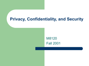 Privacy, Confidentiality, and Security
