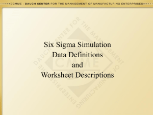 Six Sigma Simulation Data Definitions