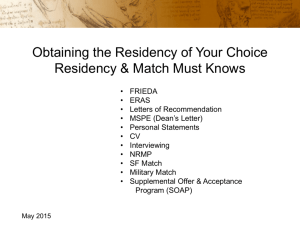Residency and Match "Must Knows." (PPT)