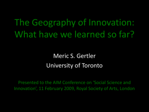 The Geography of Innovation: What have we