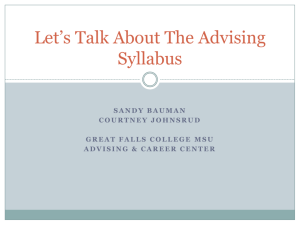 Let*s Talk About The Advising Syllabus