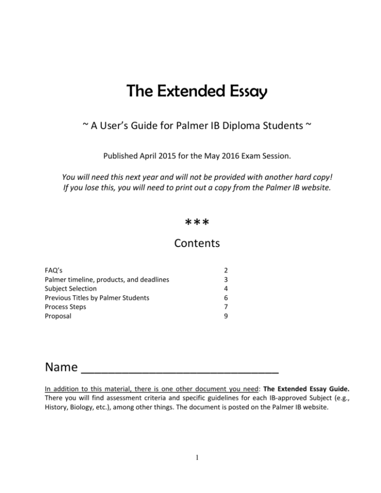 The Extended Essay
