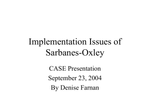 Sarbanes-Oxley, COSO and You