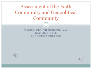 Assessment of the Faith Community and Geopolitical Community