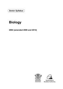 Biology 2004 (amended 2006 and 2014 ) Senior Syllabus