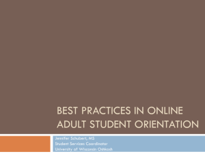 O Best Practices in Online Adult Student Orientation