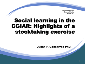 Social learning in the CGIAR: Highlights of a stocktaking exercise