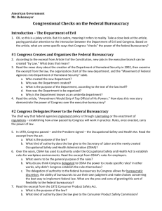 1 Congress Creates and Organizes the Federal Bureaucracy