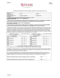Investigator Financial & Other Personal Interests Disclosure Form