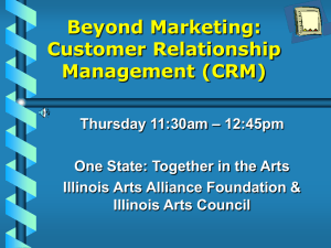 Beyond Marketing: Customer Relationship Management (CRM)