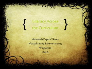 Literacy Across the Curriculum, Presentation